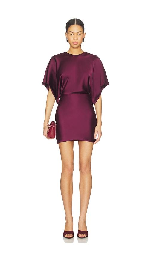 norma kamali reverse obie mini dress in purple.