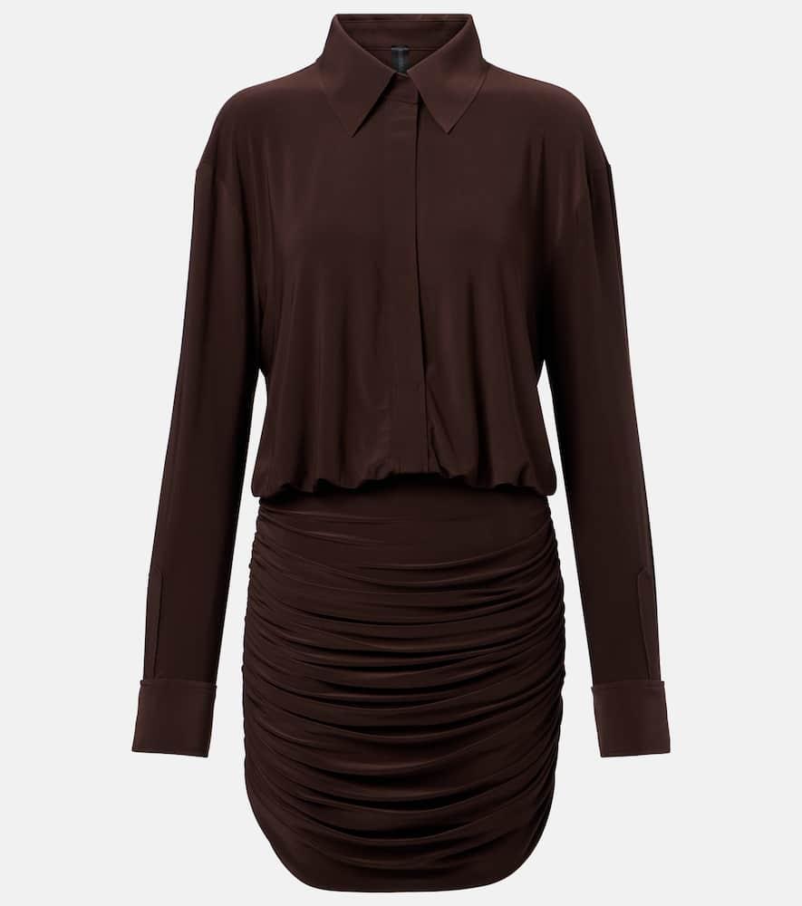 norma kamali ruched shirt dress