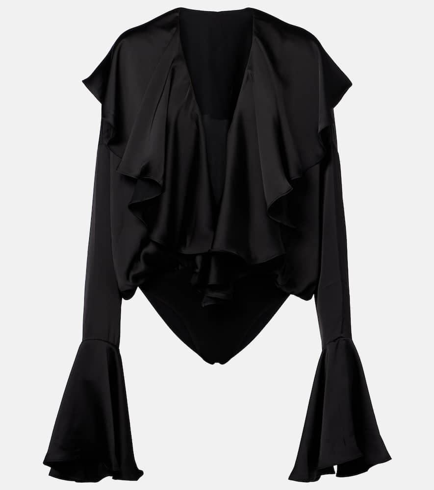 norma kamali ruffled bodysuit
