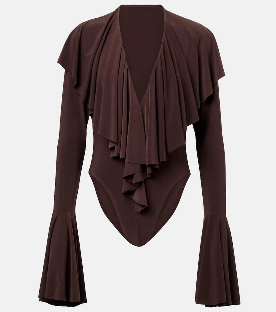 norma kamali ruffled jersey bodysuit