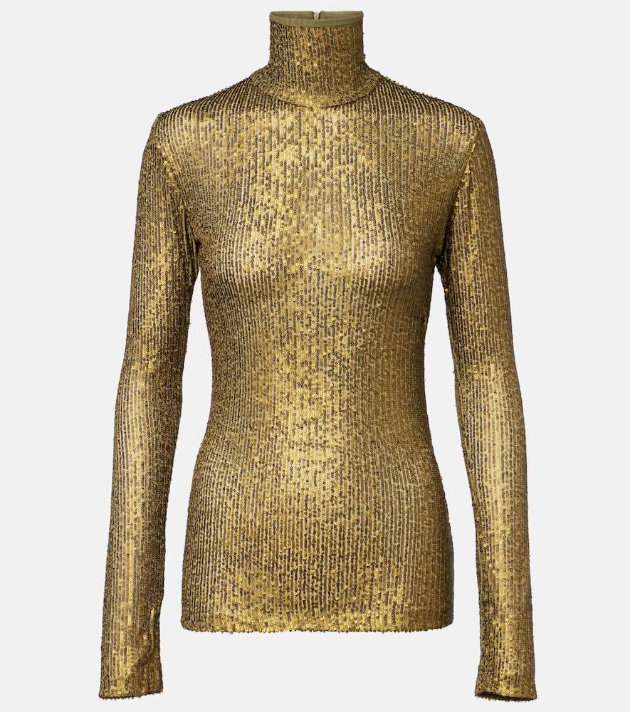 norma kamali sequined turtleneck top