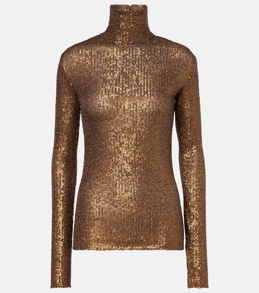 norma kamali sequined turtleneck top