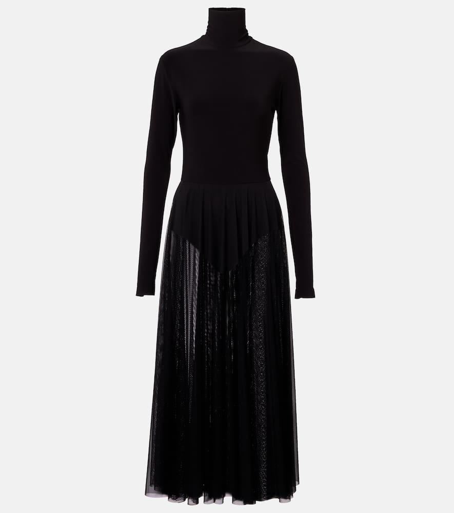 norma kamali sheer jersey and mesh midi dress