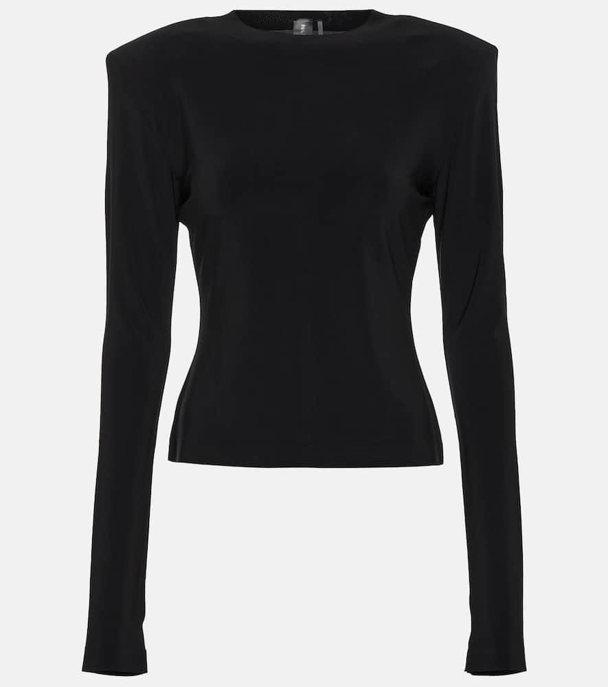 norma kamali shoulder pad jersey top