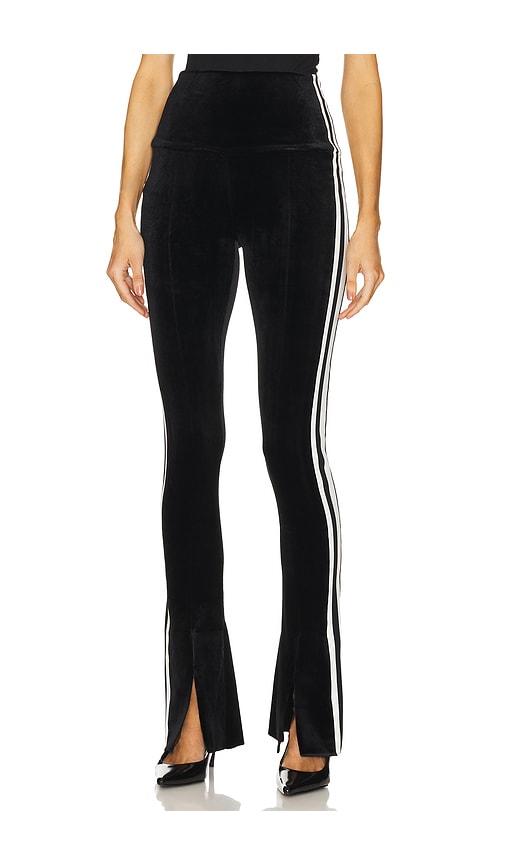 norma kamali side stripe spat legging in black.