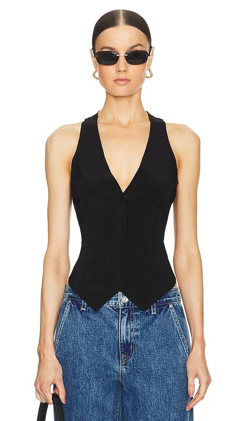 norma kamali simple vest in black.