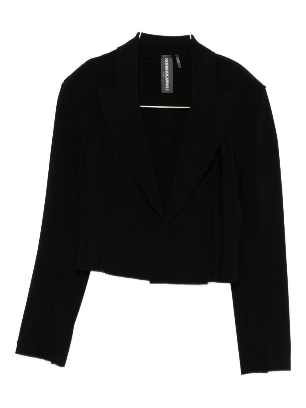 norma kamali single-breasted cropped jacket