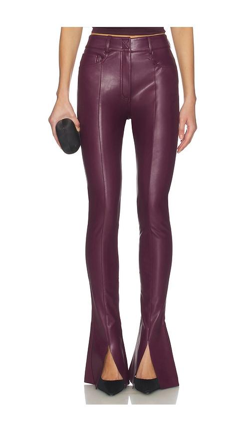 norma kamali spat jeans in burgundy.