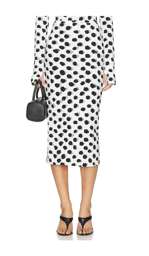 norma kamali straight skirt in black,white.