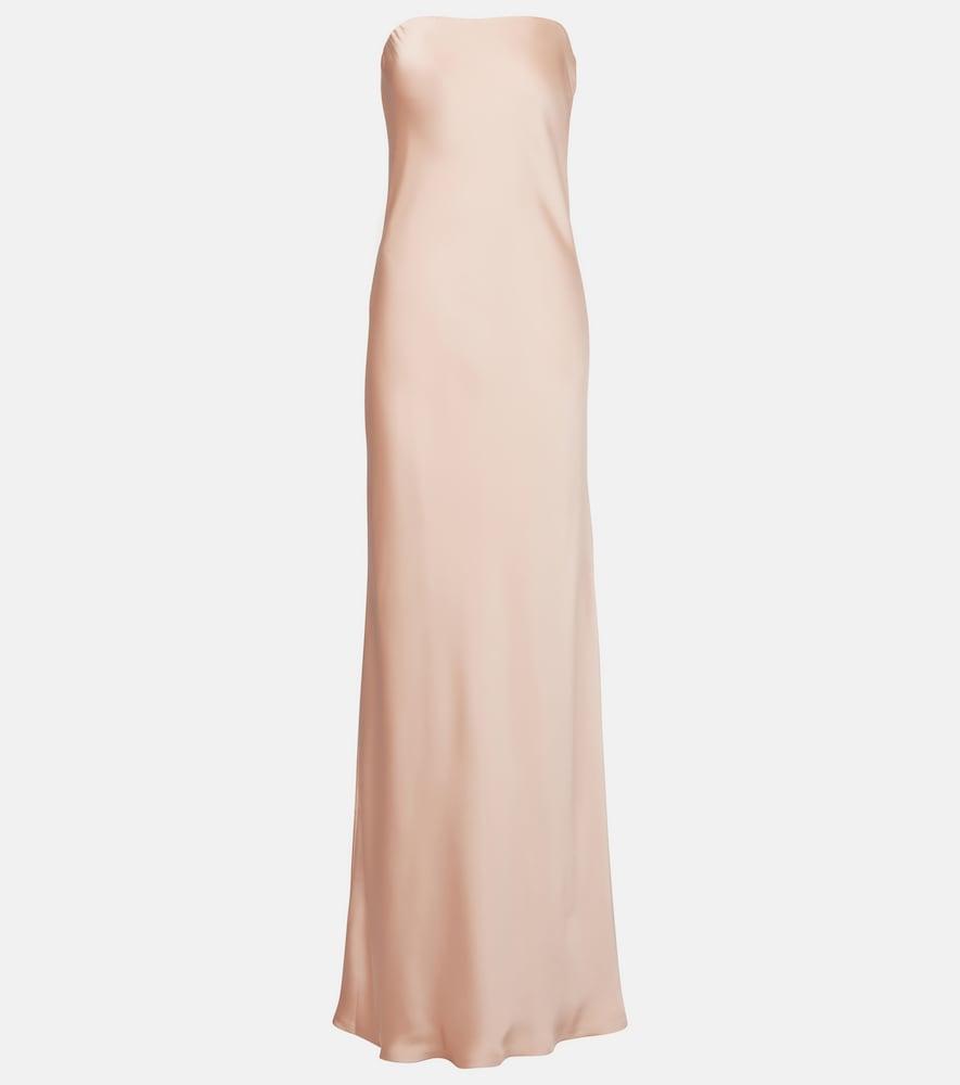 norma kamali strapless crêpe satin maxi dress