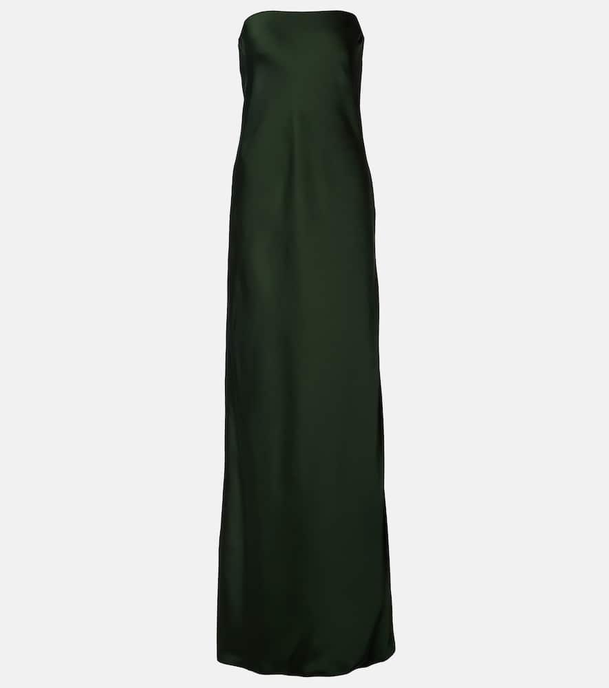 norma kamali strapless satin gown
