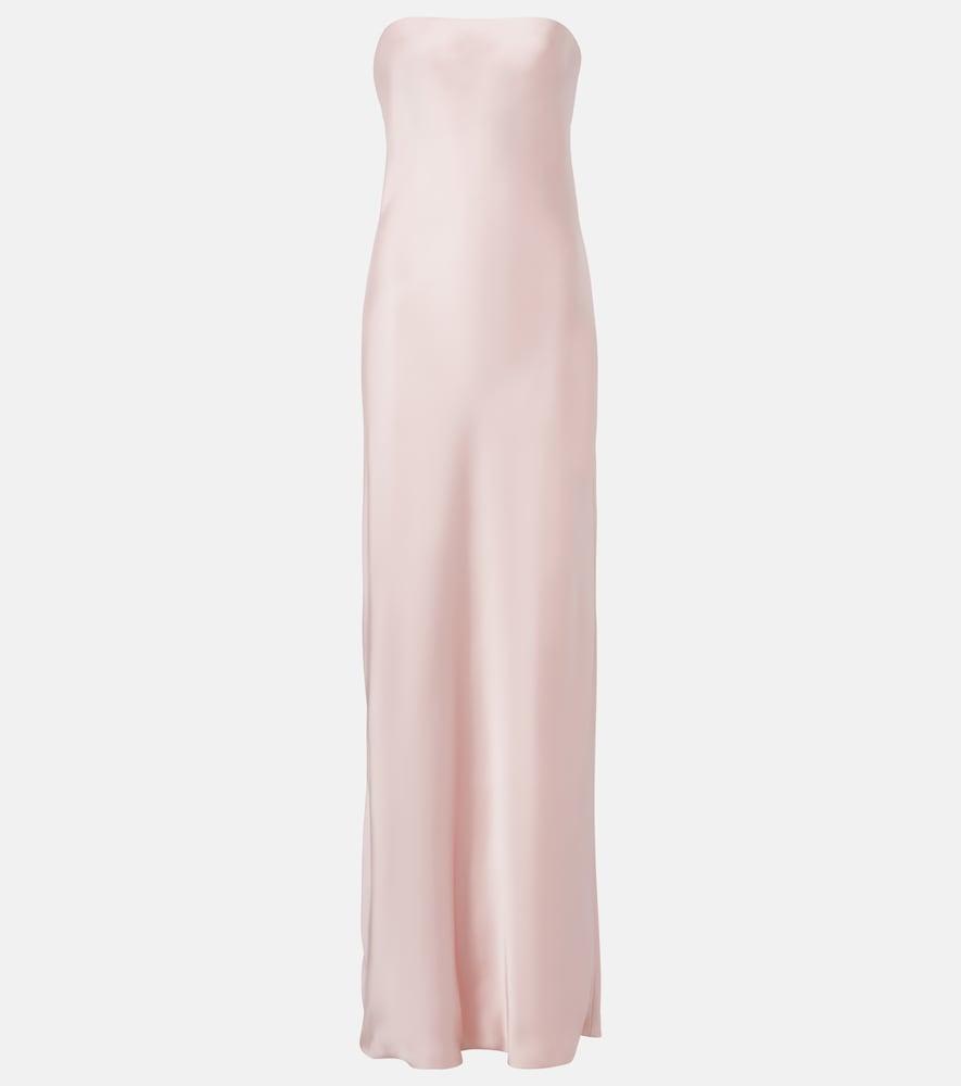norma kamali strapless satin maxi dress