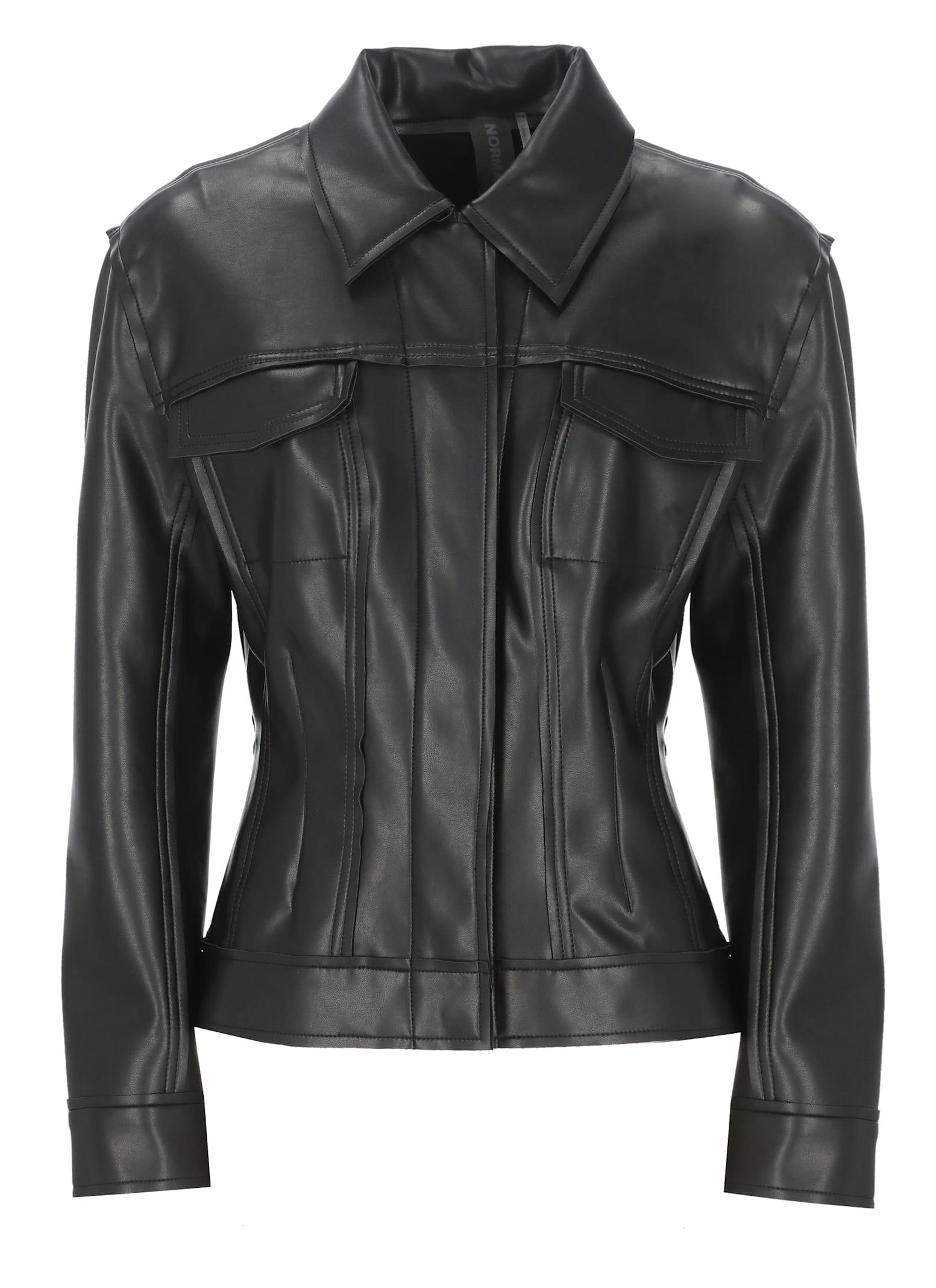 norma kamali synth leather jacket