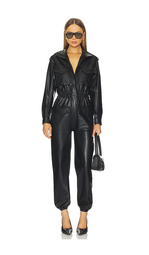 norma kamali turtleneck cargo jumpsuit in black.