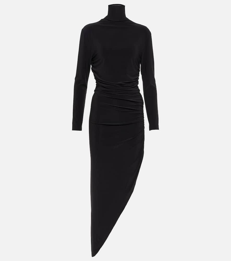 norma kamali turtleneck draped jersey maxi dress
