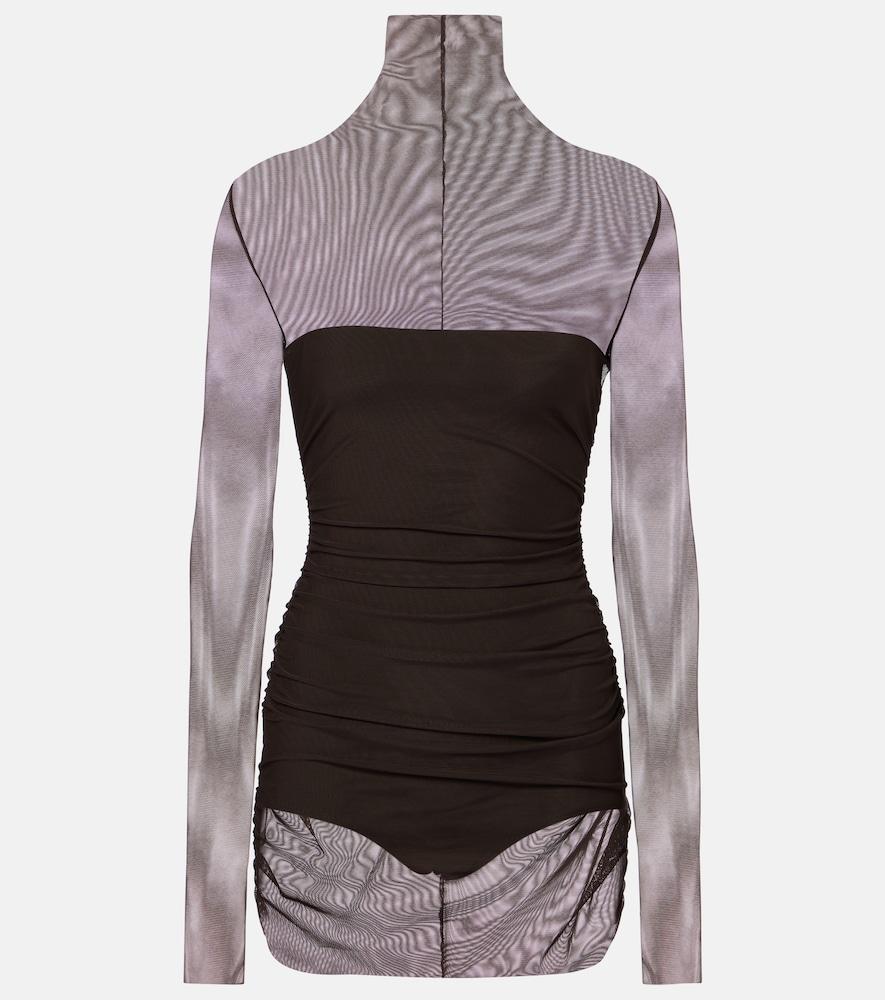 norma kamali turtleneck mesh minidress