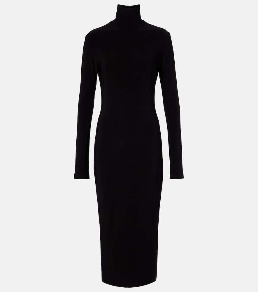 norma kamali turtleneck midi dress