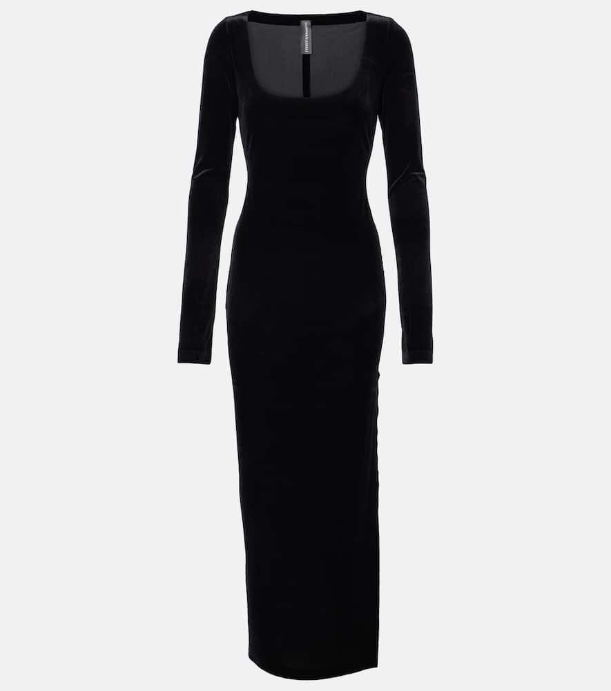 norma kamali velvet maxi dress