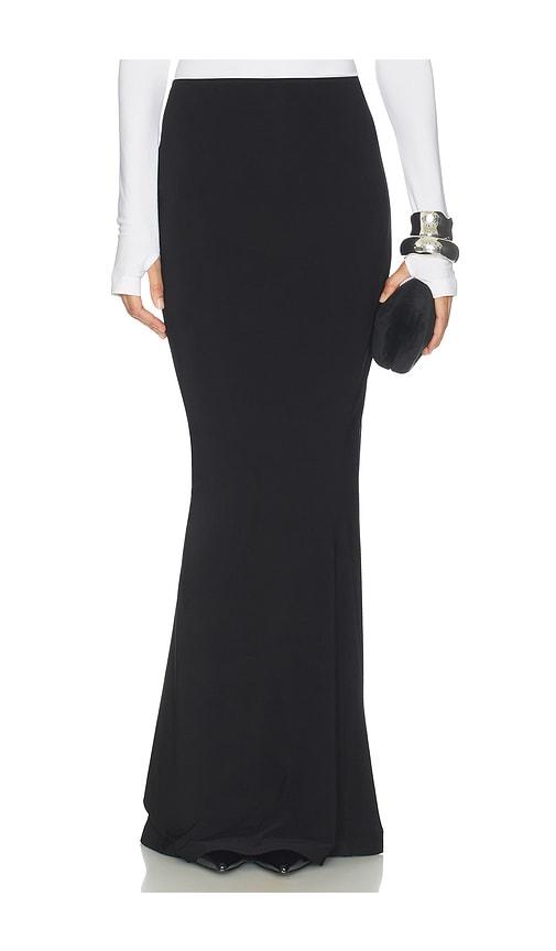 norma kamali x lifestyle obie long skirt in black.