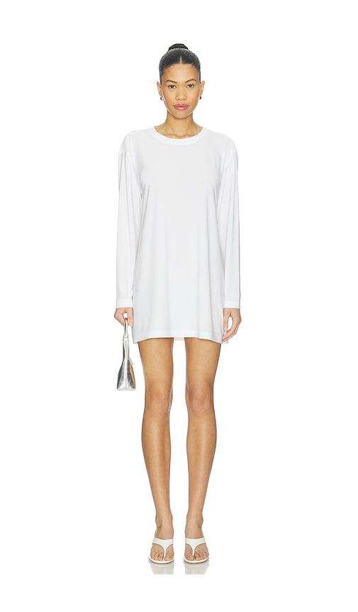 norma kamali x lifestyle oversized long sleeve mini dress in white.
