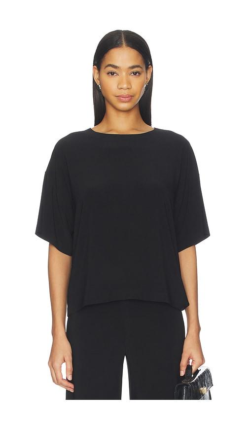 norma kamali x lifestyle short sleeve boxy tee in black.
