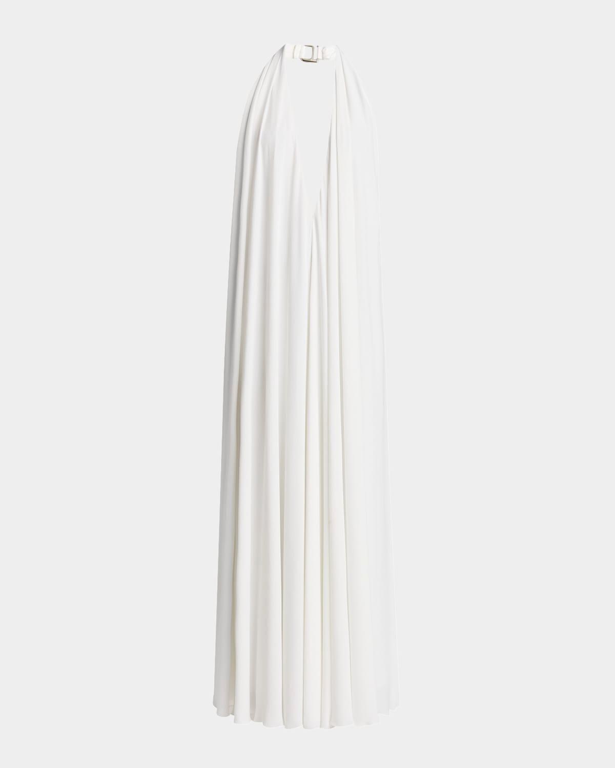 norma plunging halter backless gown