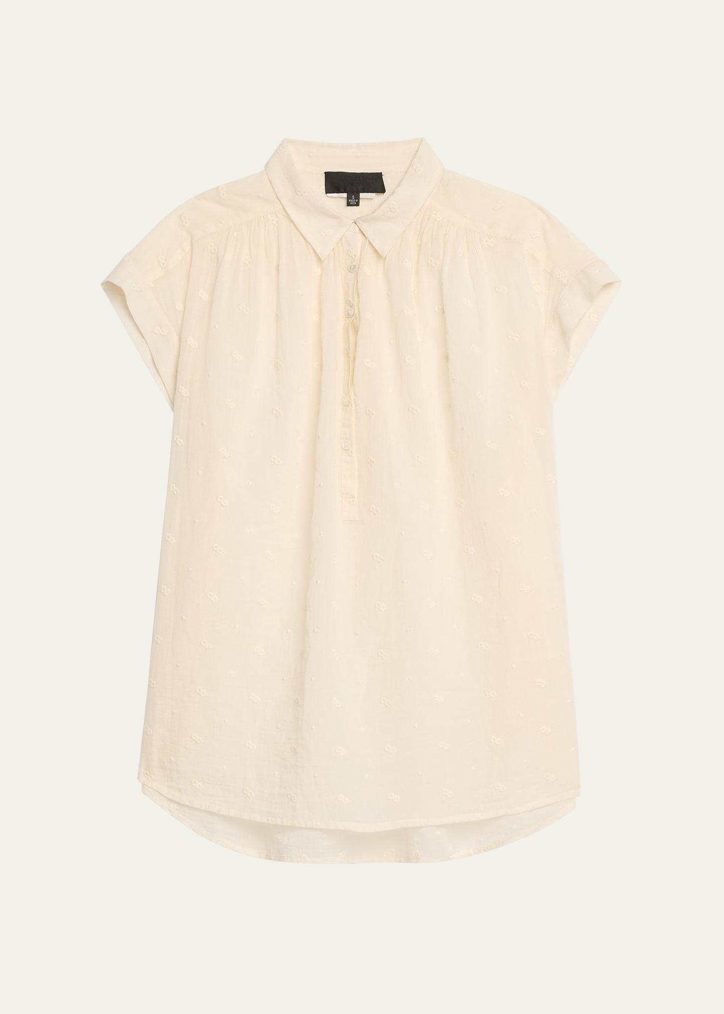 normandy eyelet shirring blouse