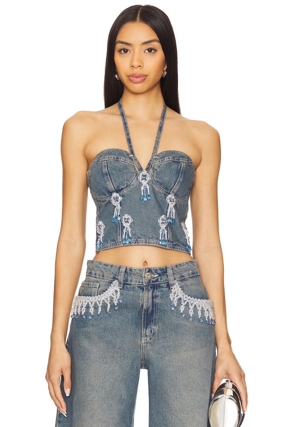 nostalgic sky denim bustier top