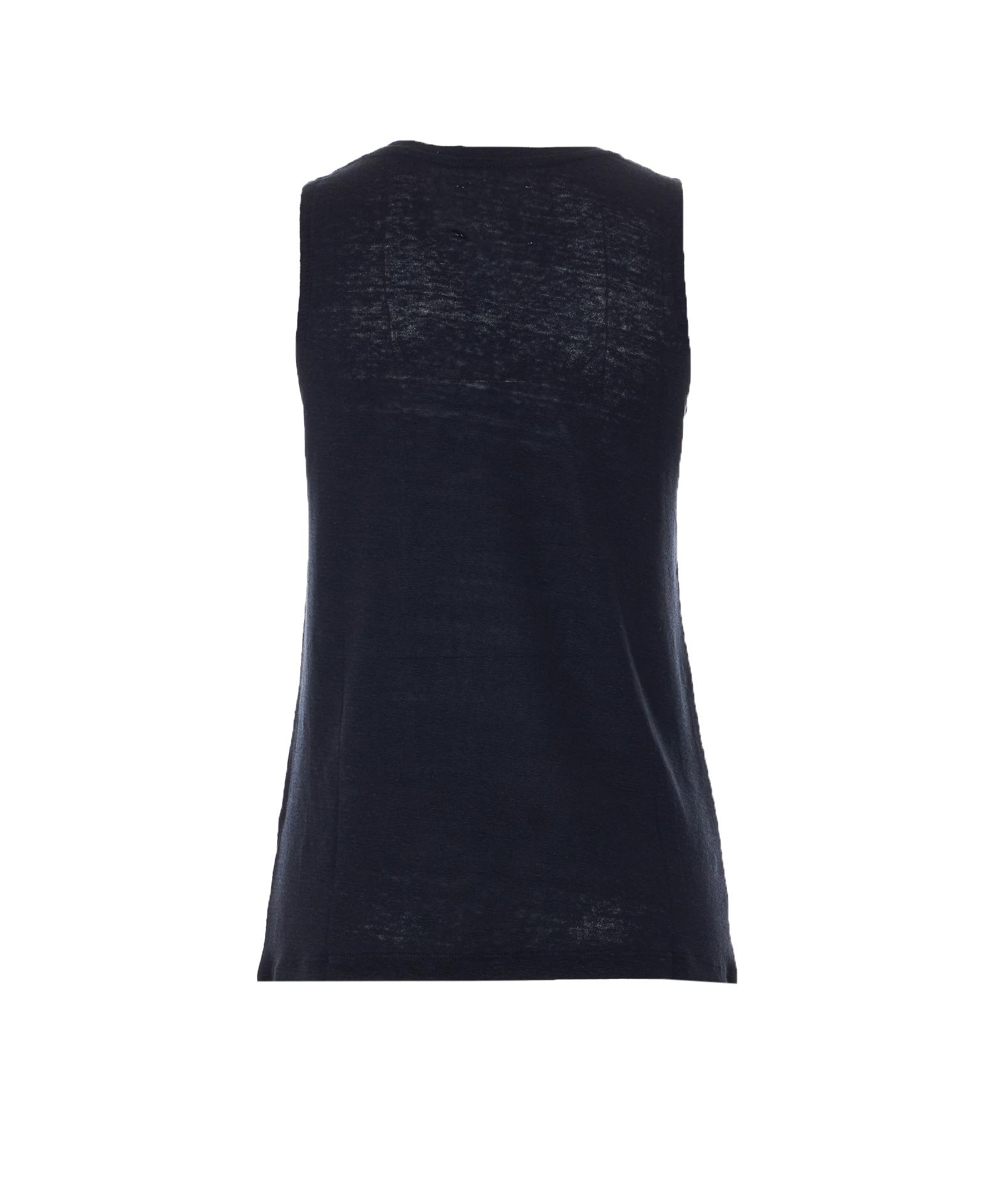not shy top black linen - women