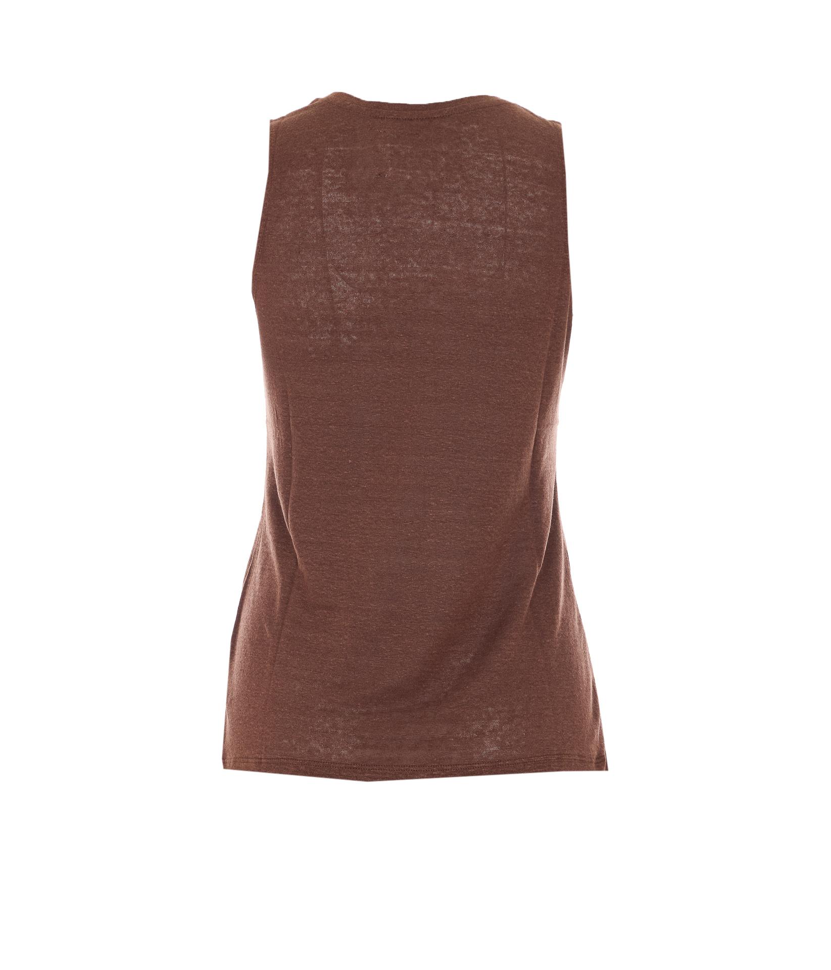 not shy top brown linen - women