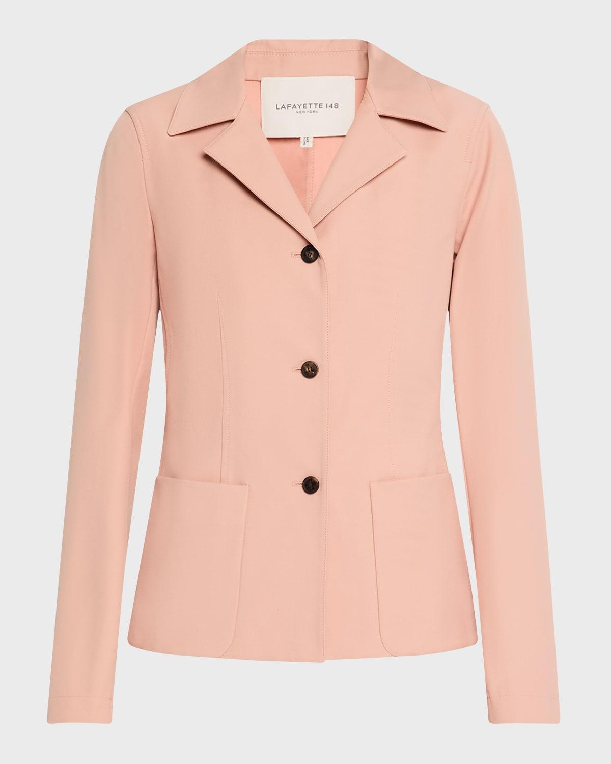 notched-lapel techno stretch twill jacket