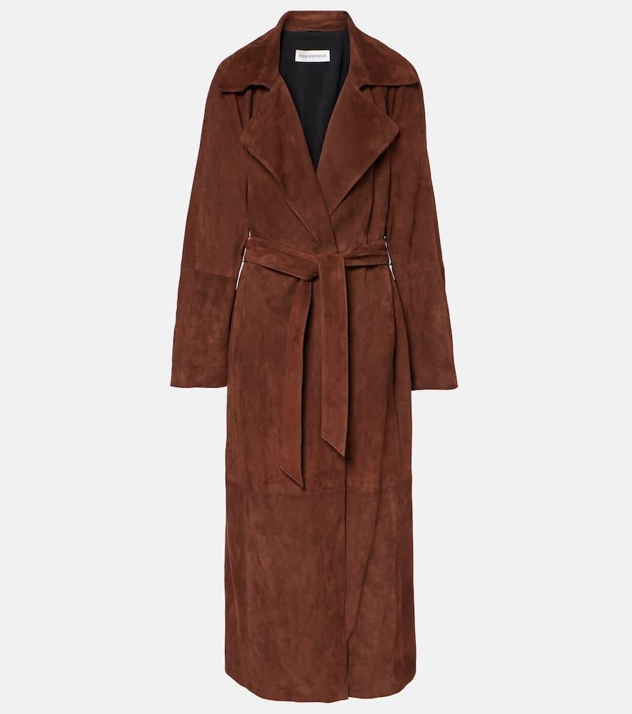 nour hammour althea suede wrap coat