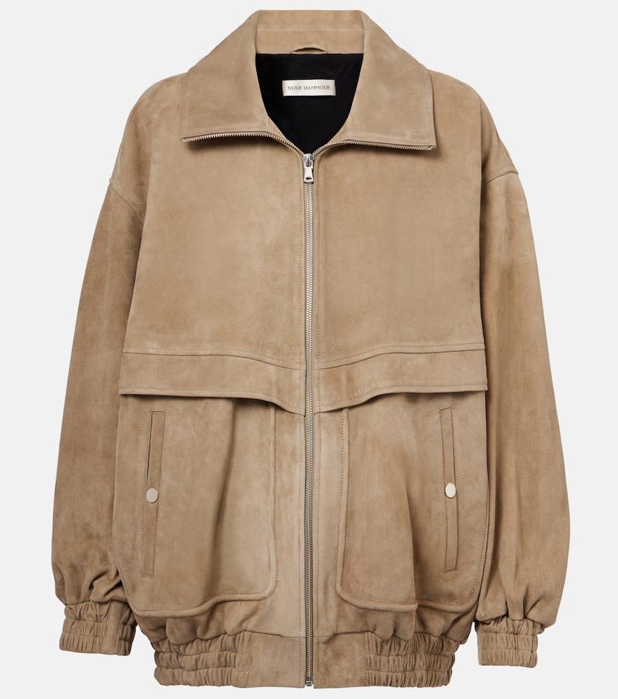 nour hammour beck suede bomber jacket