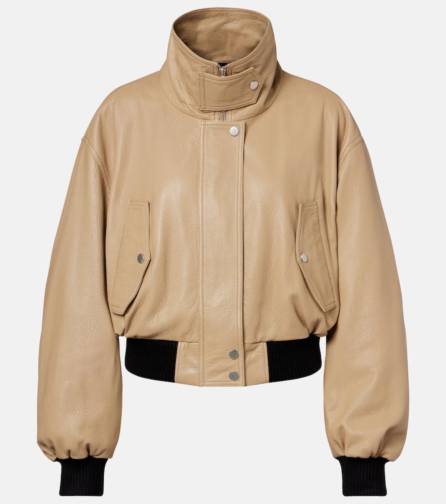 nour hammour briar cropped leather blouson jacket