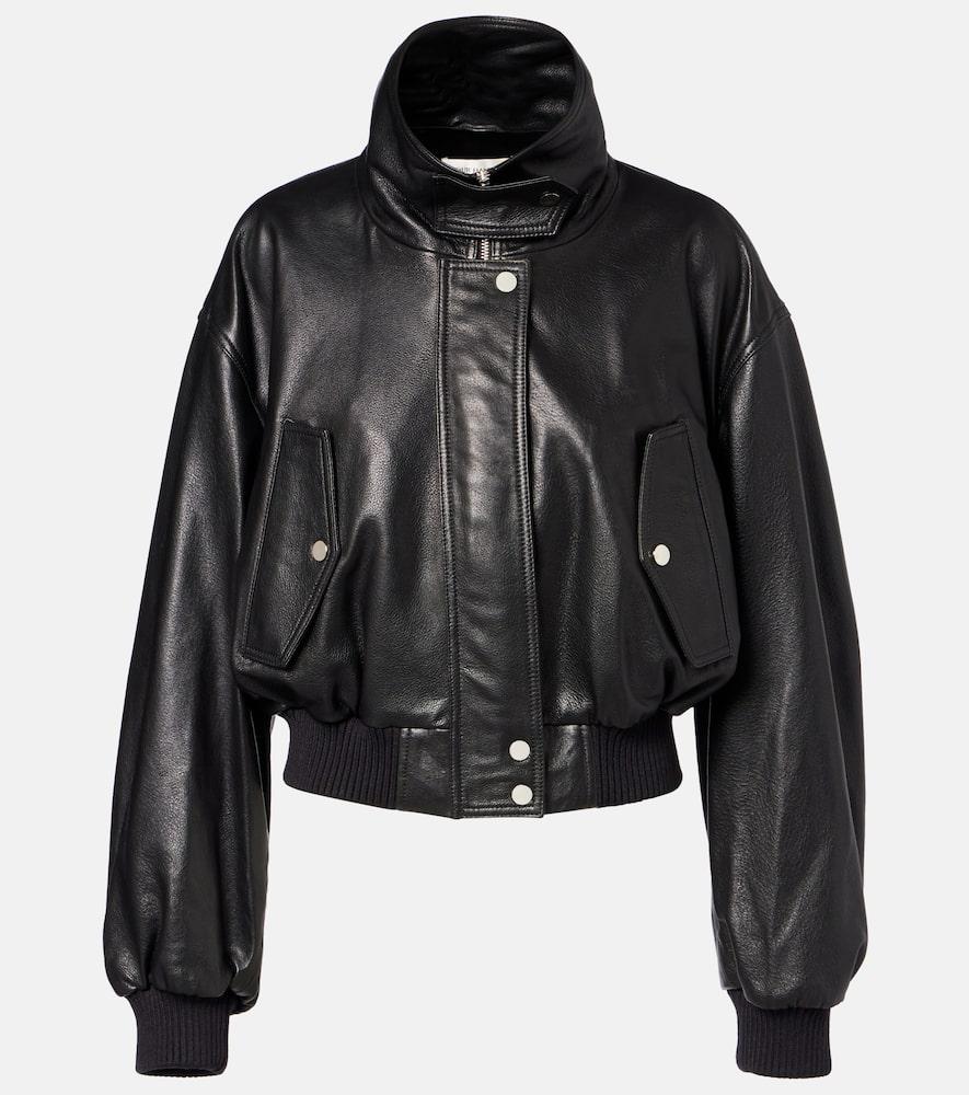 nour hammour briar leather bomber jacket