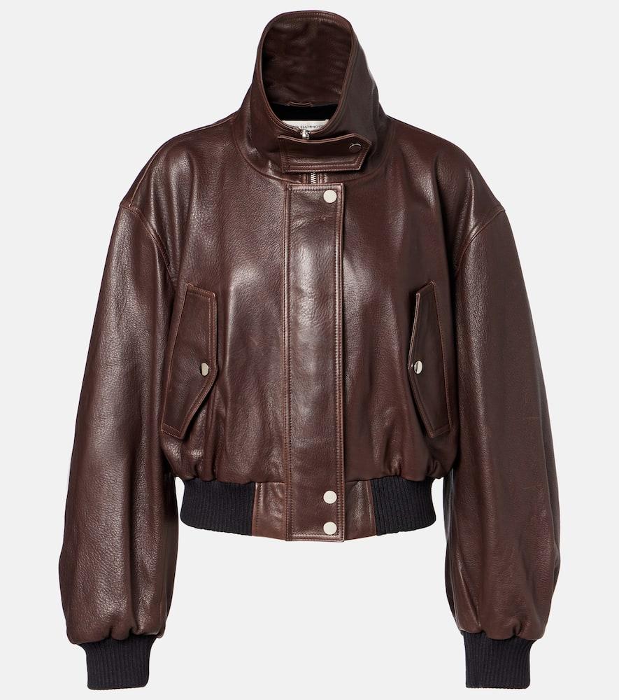 nour hammour briar leather bomber jacket