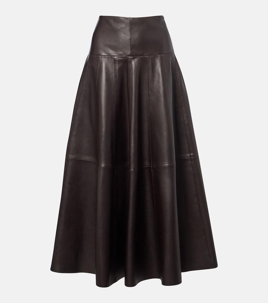 nour hammour daria leather midi skirt