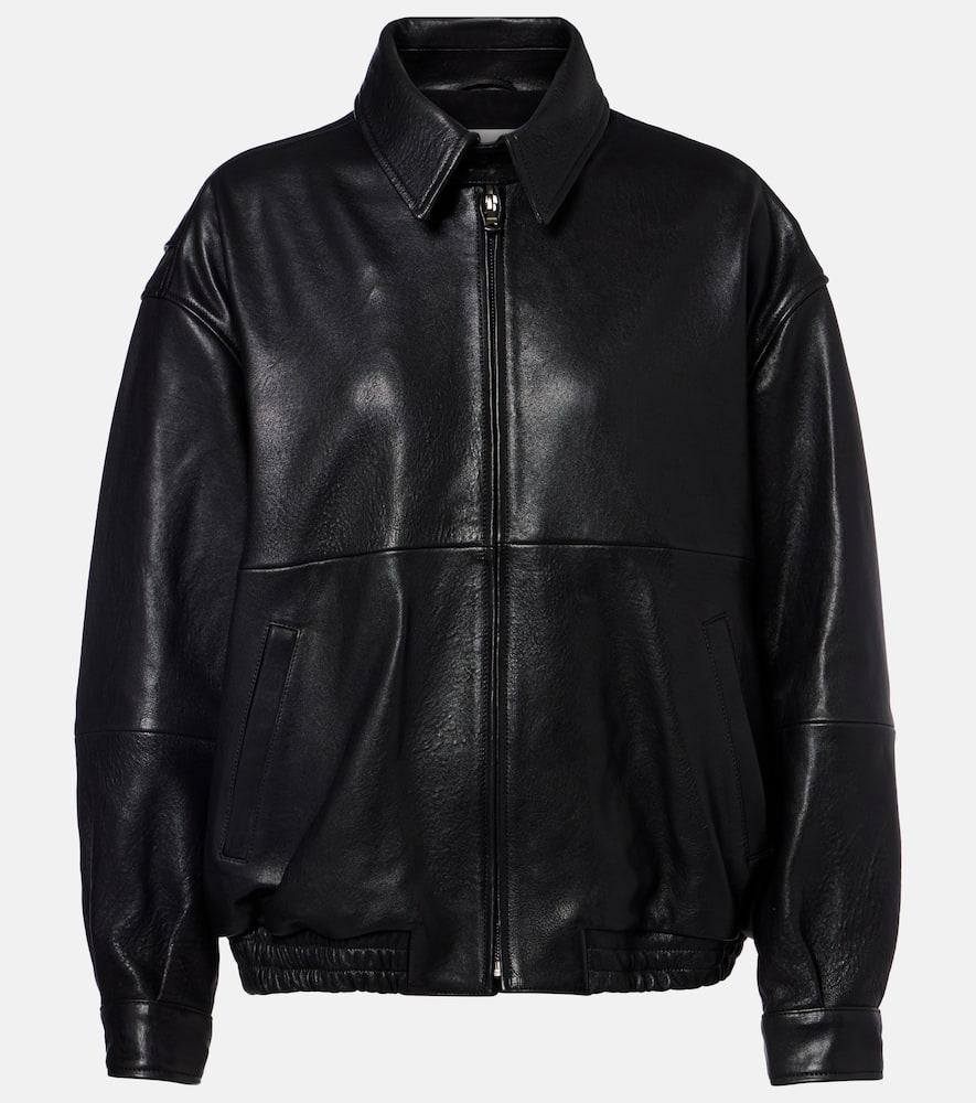 nour hammour doran oversized leather blouson jacket