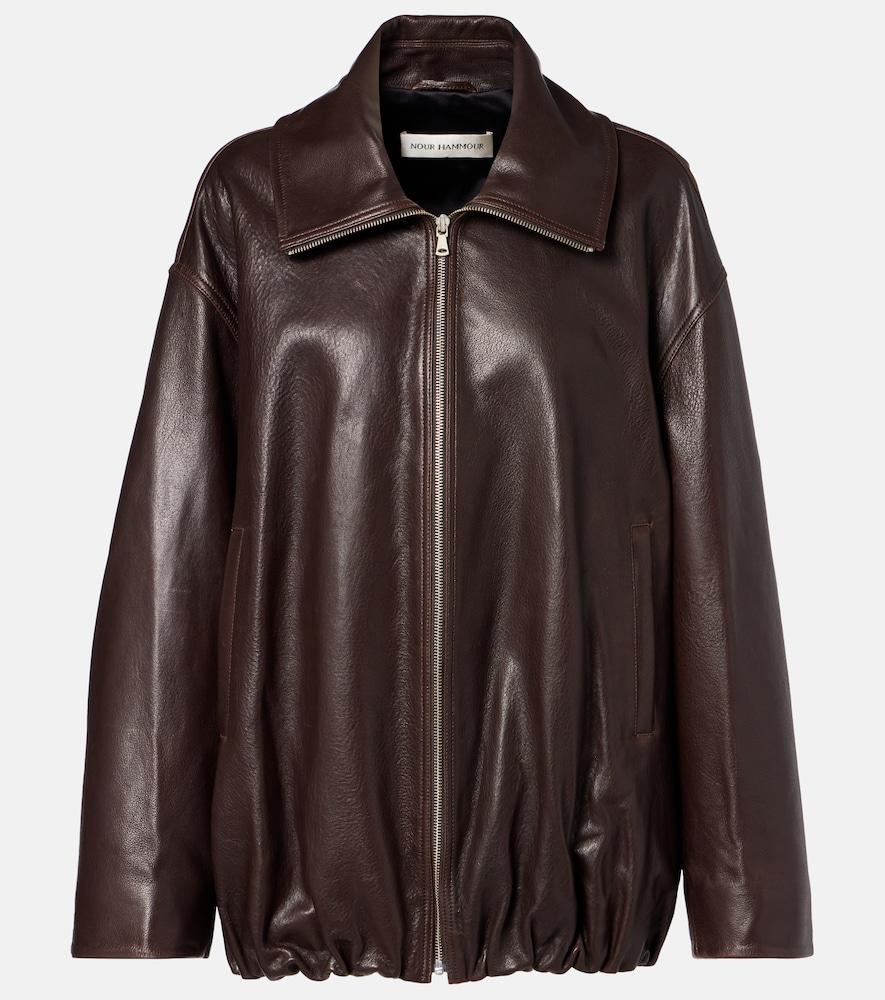 nour hammour elisse leather bomber jacket