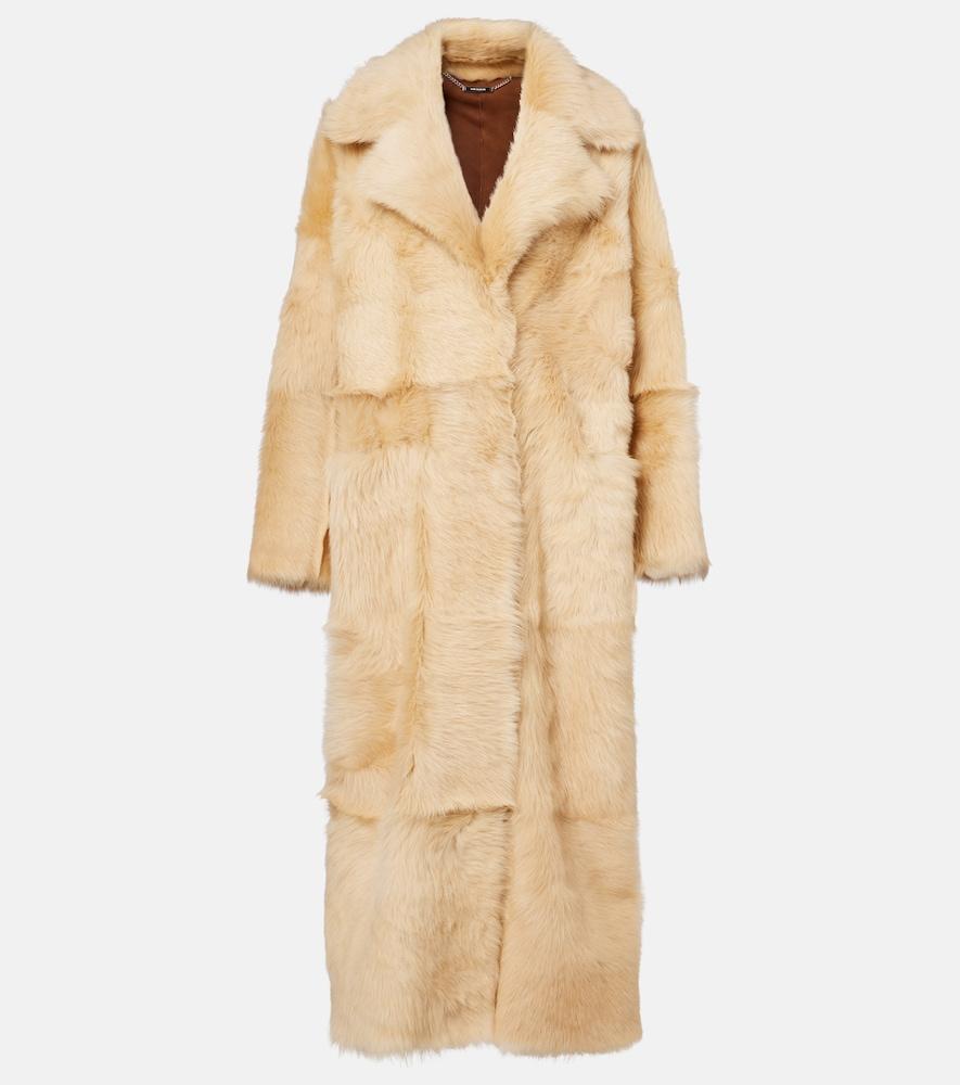 nour hammour evita long shearling coat