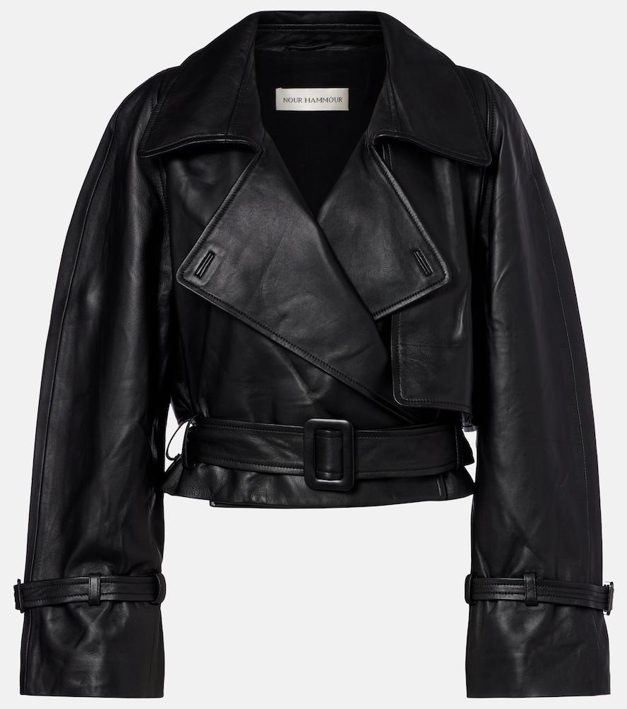 nour hammour hatti cropped leather jacket