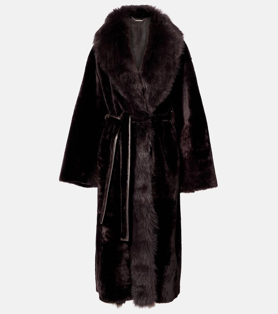nour hammour isadora reversible shearling wrap coat