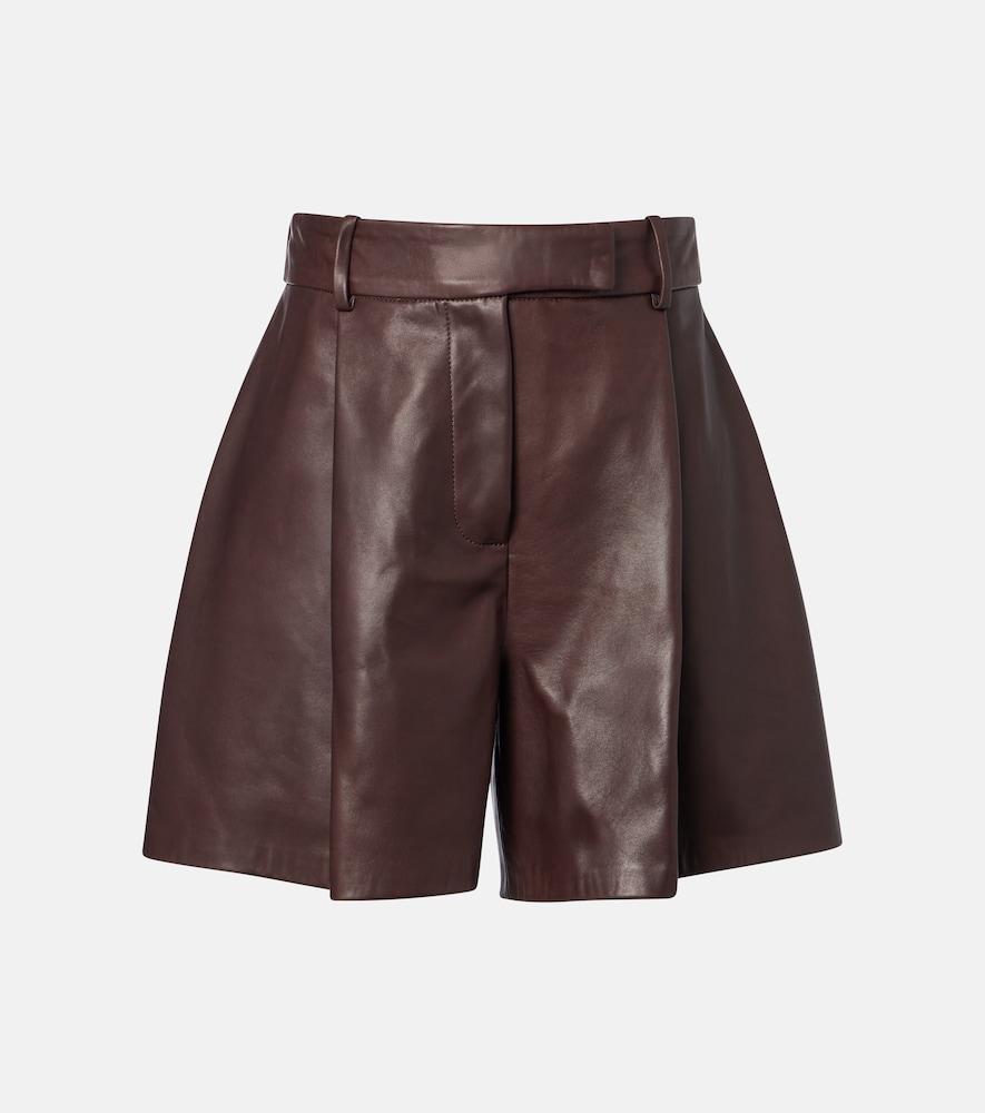 nour hammour jonah pleated leather shorts