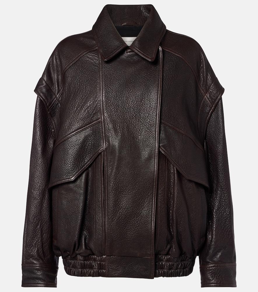 nour hammour micah leather bomber jacket