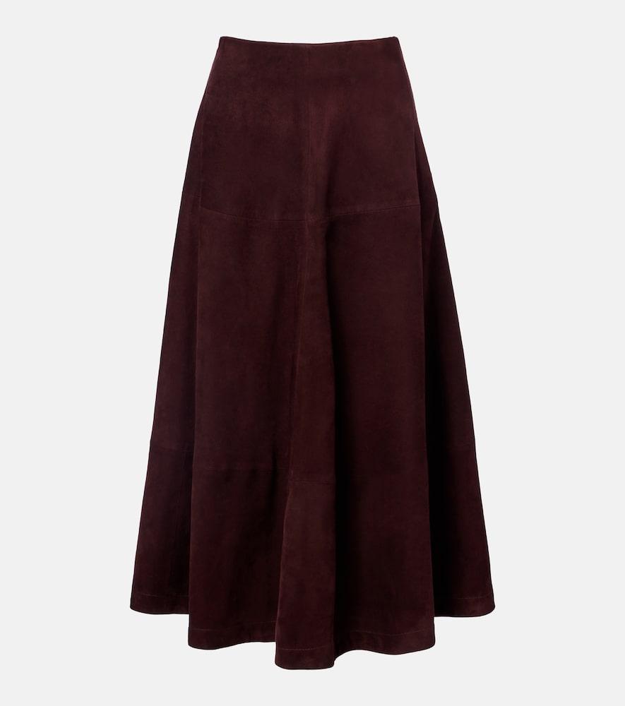 nour hammour opera leather midi skirt