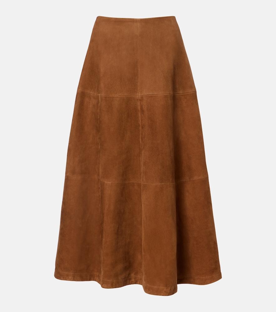 nour hammour opera suede midi skirt