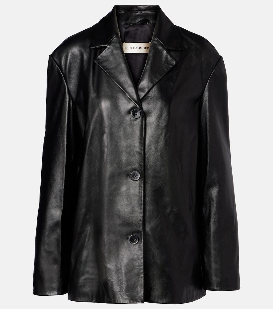 nour hammour opus leather blazer