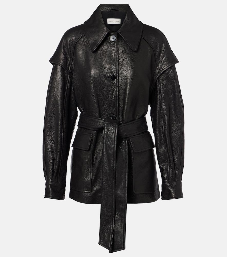 nour hammour perrin belted leather jacket