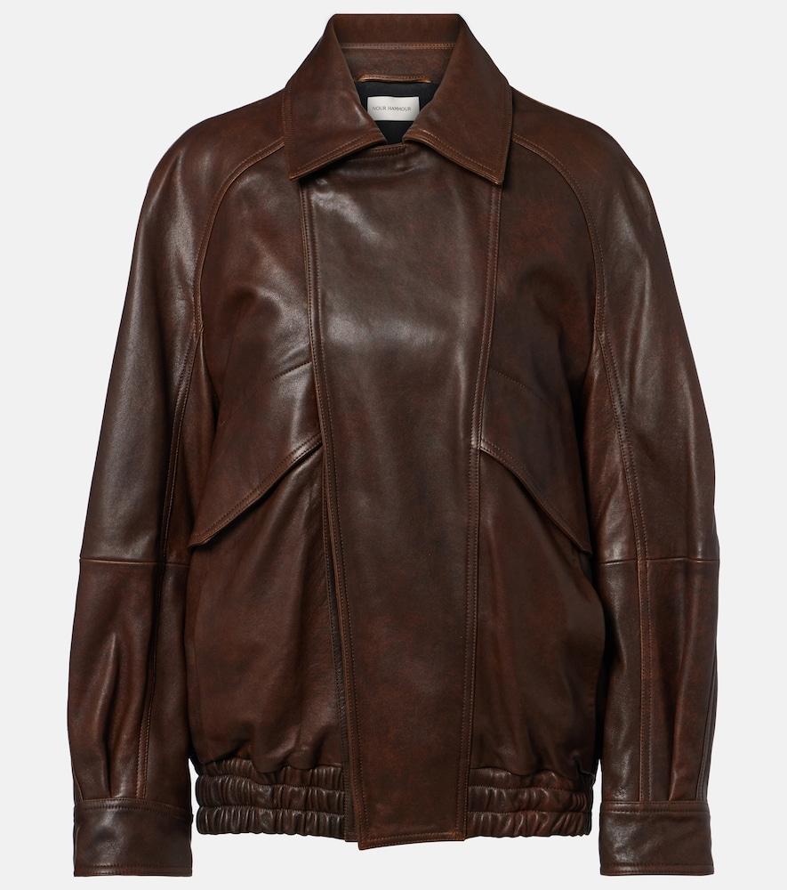 nour hammour rafe leather bomber jacket