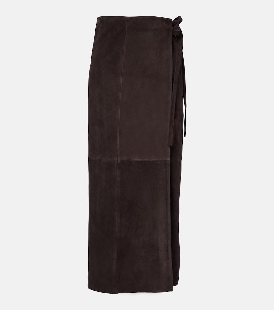 nour hammour suede wrap skirt